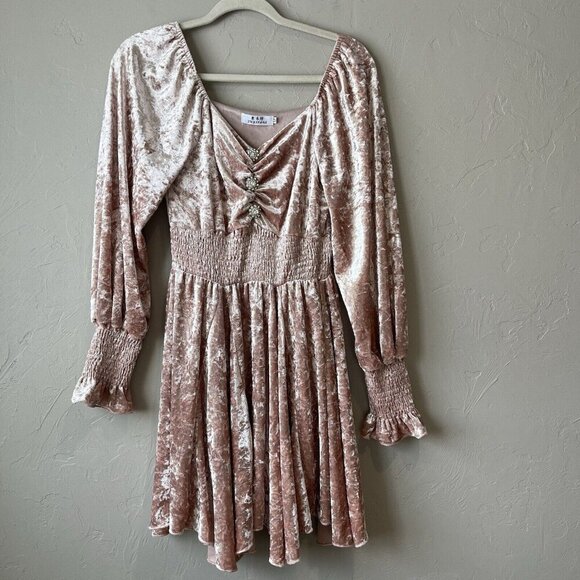 Crushed Velvet Dress Sweet Heart fairy core Romantic Coquette whimsical ballet m - Picture 1 of 9